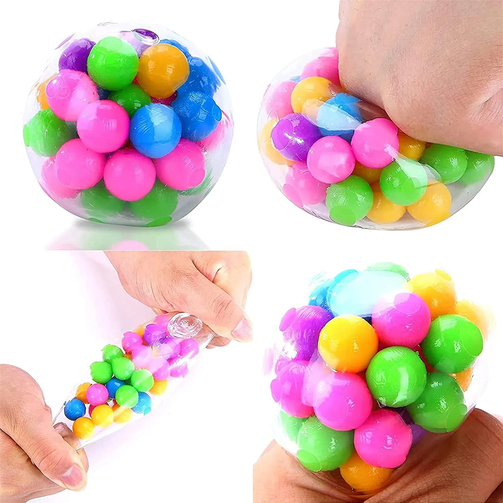 Sensory Fidget Toys DNA Stress Balls 3 Pcs Colorful Water Beads Squeeze Balls 