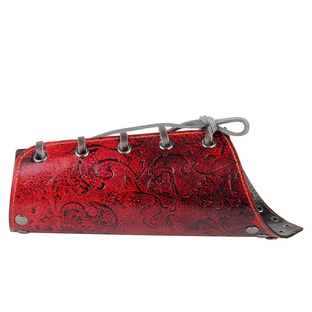 Vintage Leather Stud Medieval Embossed Floral Bracer Gauntlet Arm Guard Armour