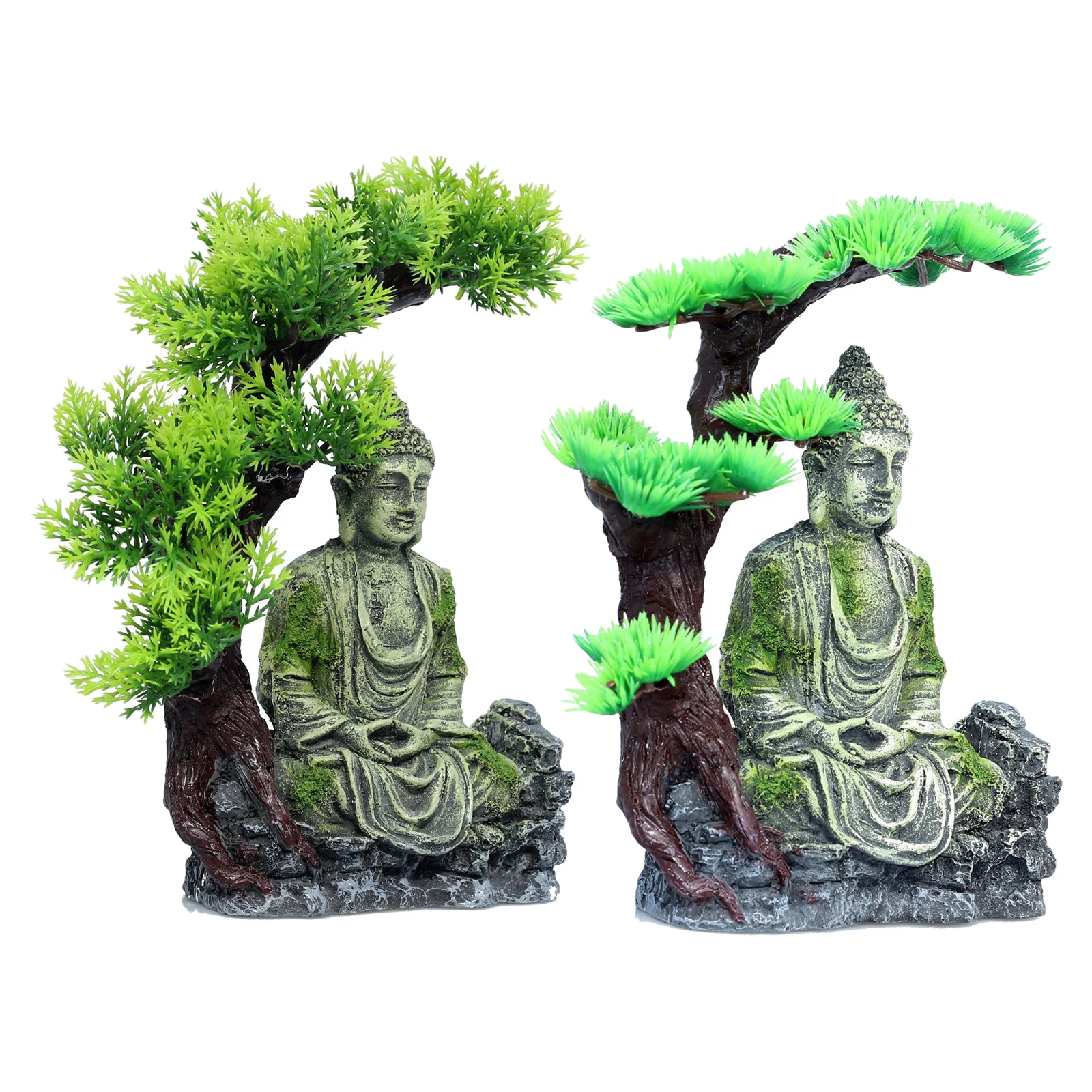 Aquarium Fish Tank Decorations Decor Set Moss Zen Buddha Aquarium Fishbowl Landscape Fish Tank Reptile Decoration