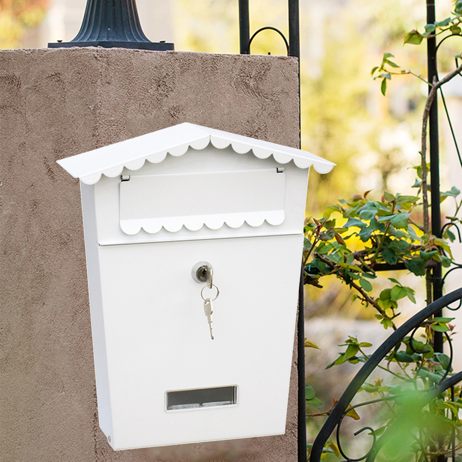 Metal Key Lock Mail Boxes Outdoor Locking Wall Mount Mailbox Security Key Drop Box Collection Boxes 25x8x30cm