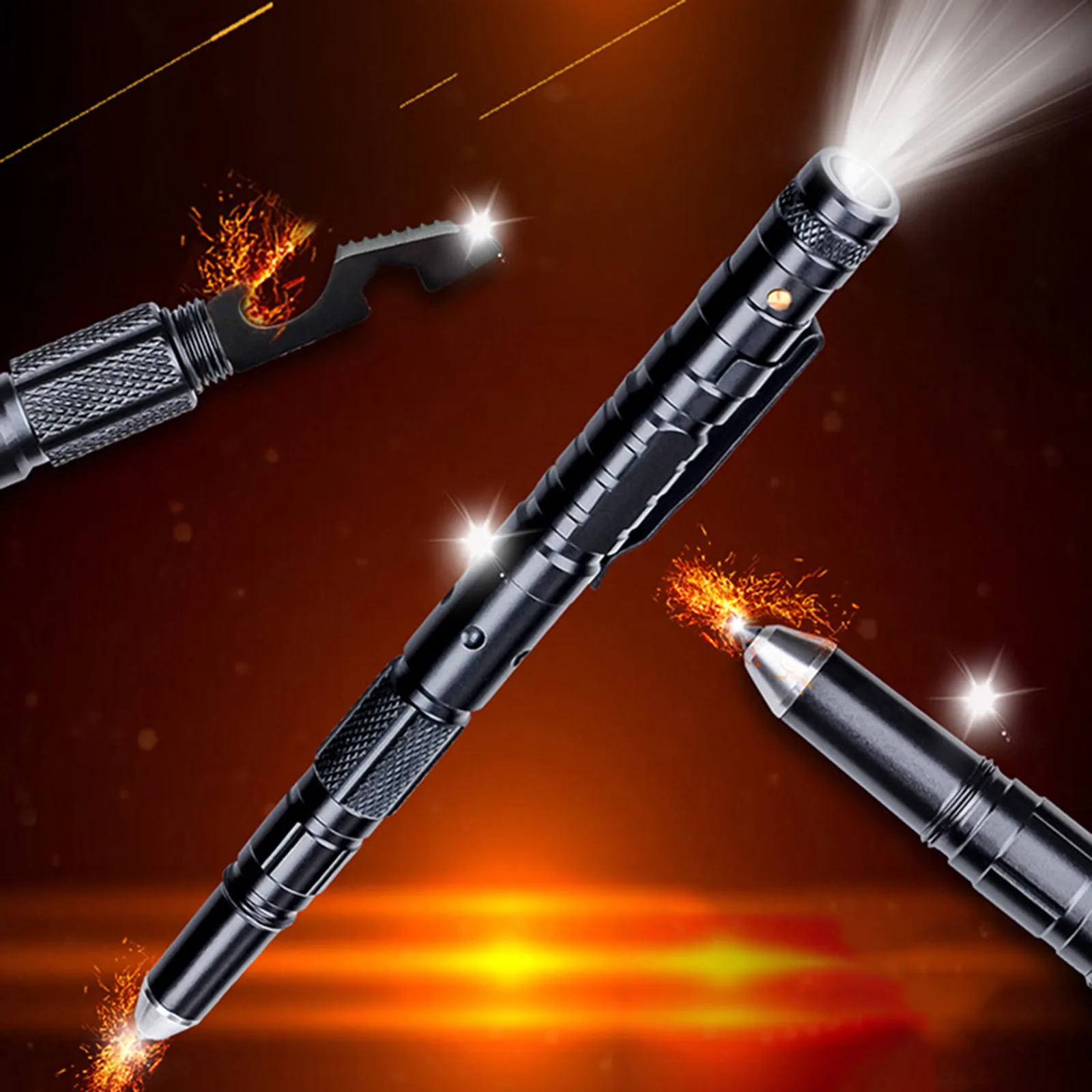 10 in 1 LED Flashlight, Tactical Pen Light with Super Bright Pen Flash Light Torch, Compact Survival Multi-Tools Emergency Gear