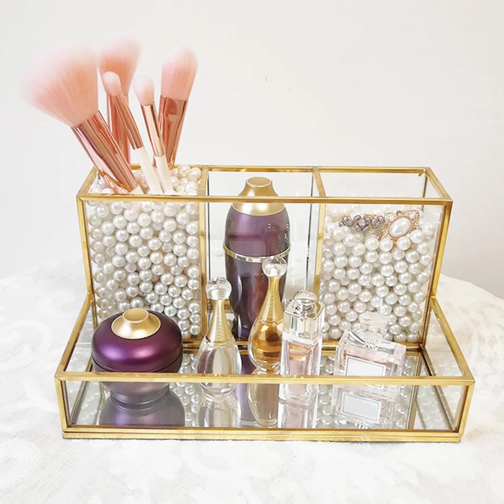 4 Compartment Makeup Organizer Clear Multi-Purpose Makeup Brushes Cosmetic