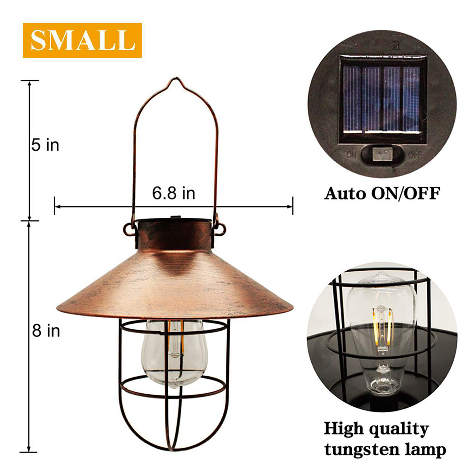 Solar Hanging Lanterns Warm White Retro Hanging Garden IP 65 Waterproof Garden Decor Lighting