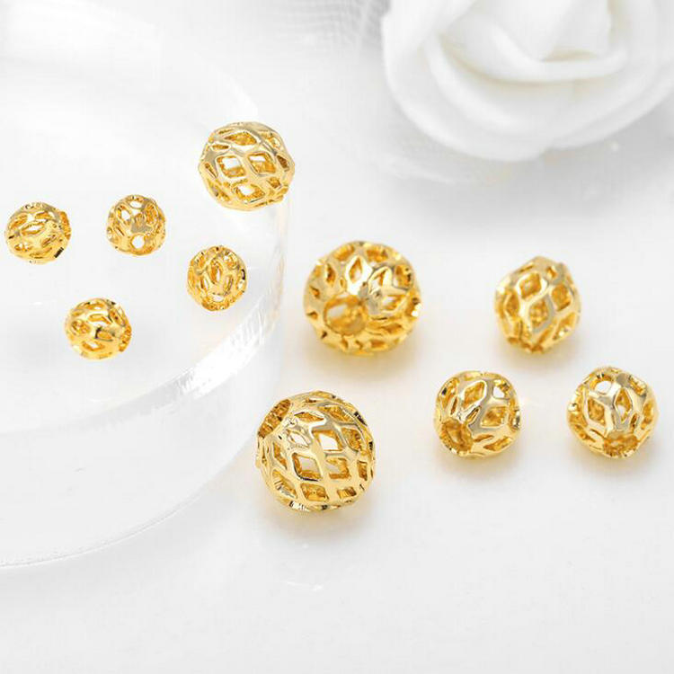10PCS 4mm 5mm 6mm 8mm 10mm 14k Gold Farbe Überzogene Messing Metall hohl Spacer Perlen Hohe Qualität Diy Schmuck Zubehör – Detail 1