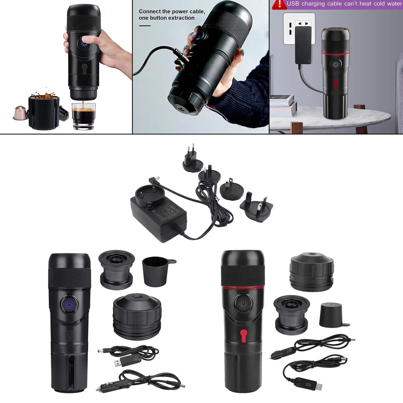 Portable Coffee Machine Electric Espresso Machine for Car Camping 80W 80ml Capsule Coffee Machine Coffee Powder