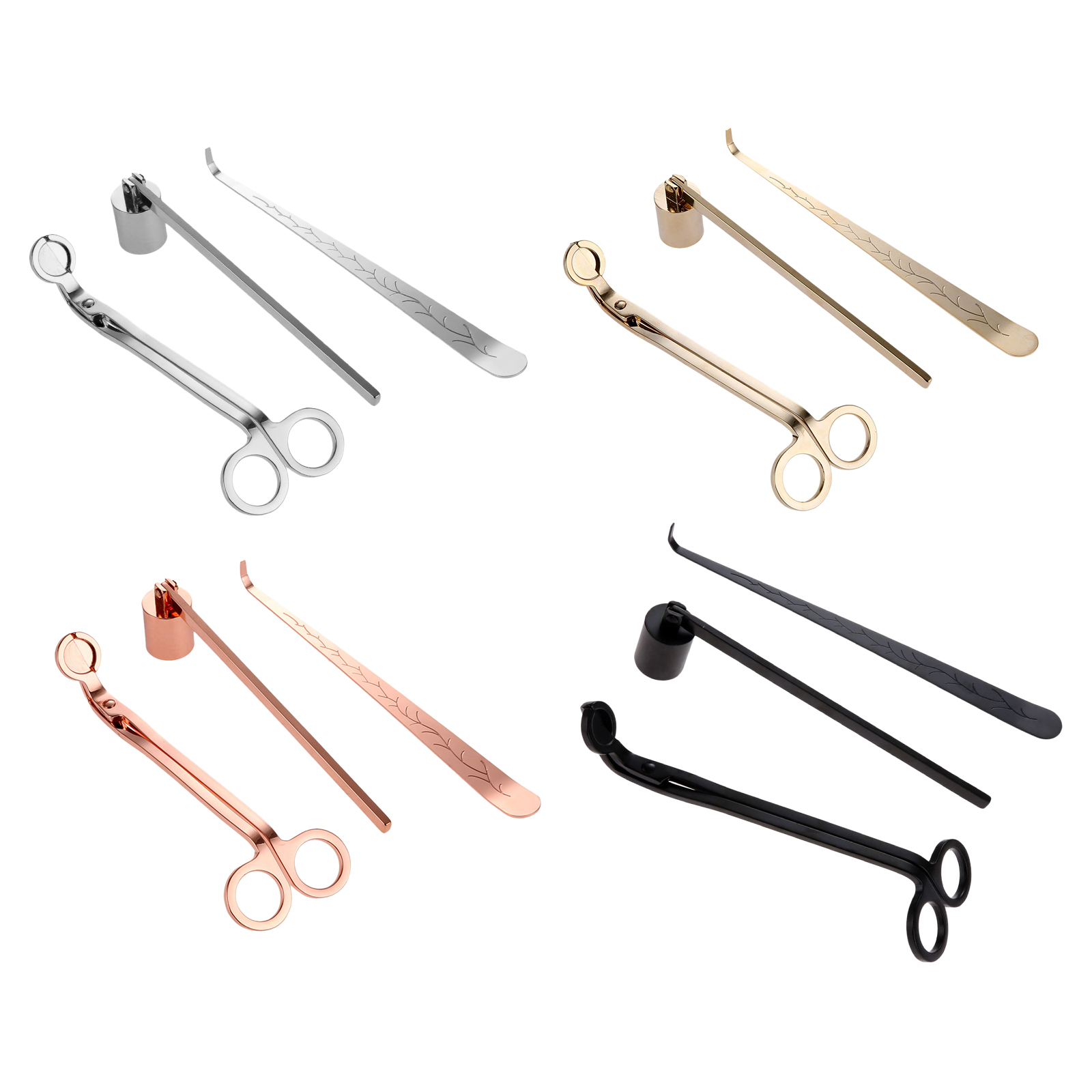 3pcs/set Candle Snuffer Trimmer Hook Stainless Steel candle scissors Wicks Dipper 4 Colors Candle Accessories