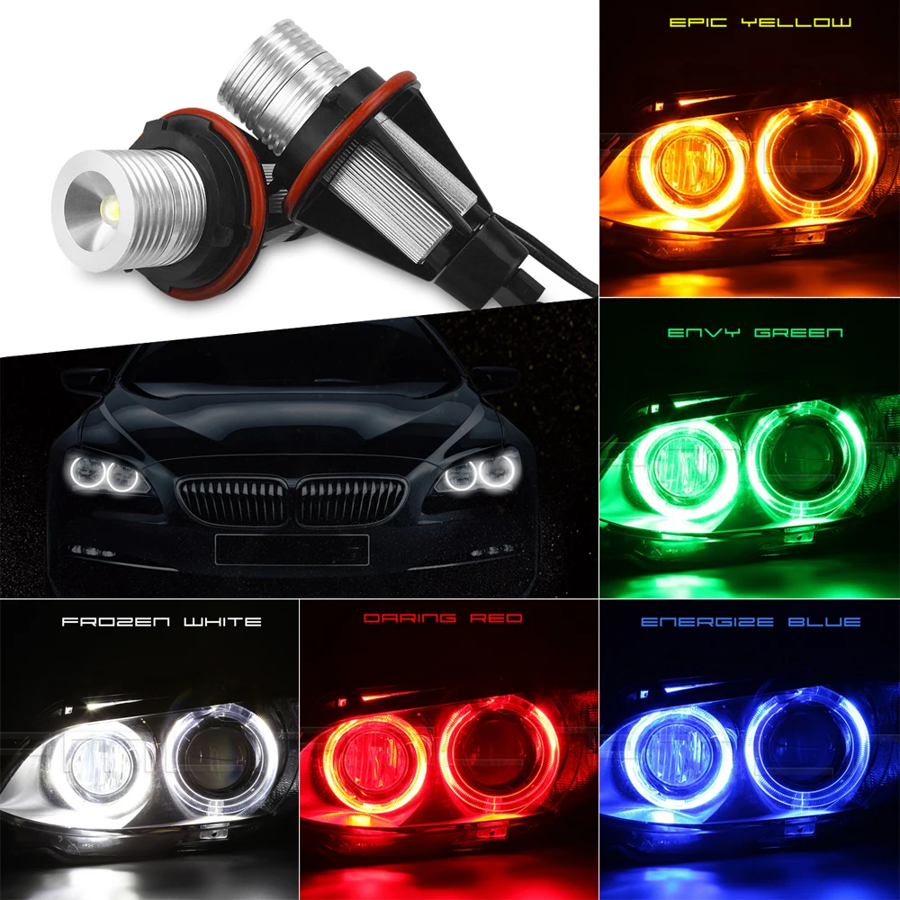 2x White LED Angel Eye Halo Ring Marker Headlight Daytime Light Bulb For E39 E53 E60 E61 E64 E65 E66 E87 X3 X5 