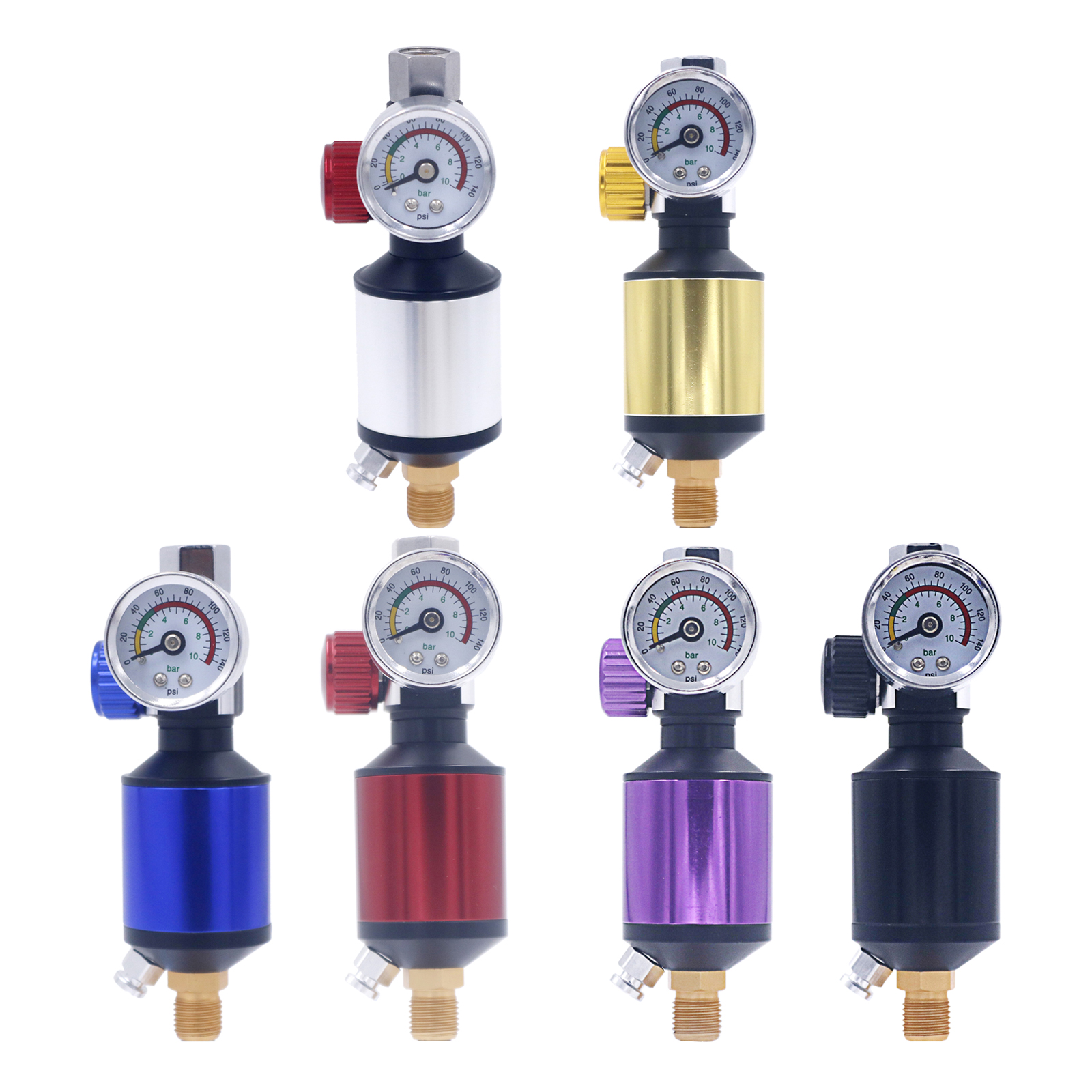 Paint Spray Gun Air Preure Regulator Gauge with Air Filter Kit Oil Water Separator