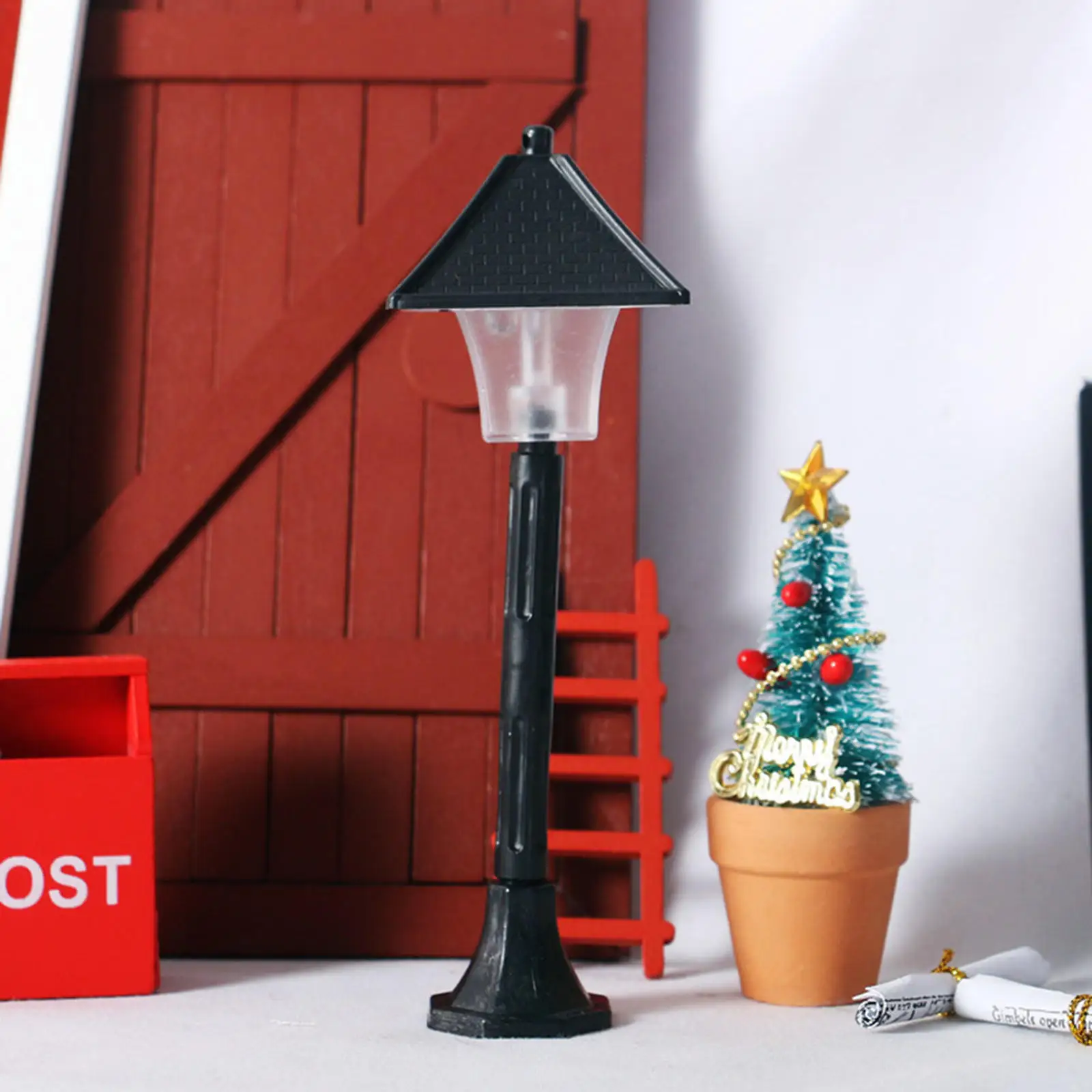 Retro Style Dollhouse Miniature Lamp Post Layout Street Light for Walkway Accessories