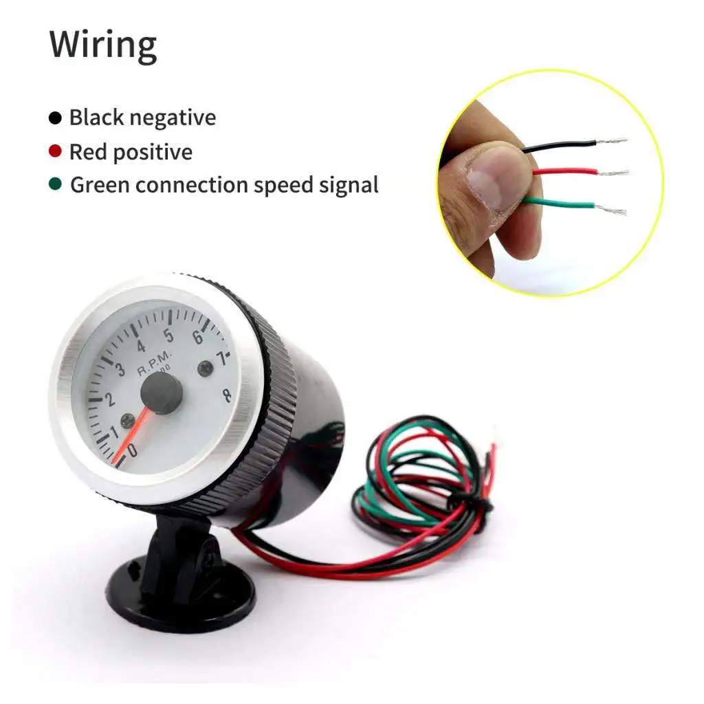 Tachometer With Stand Heat Shrink Tubing Blue LED Display For 12V Petrol Car