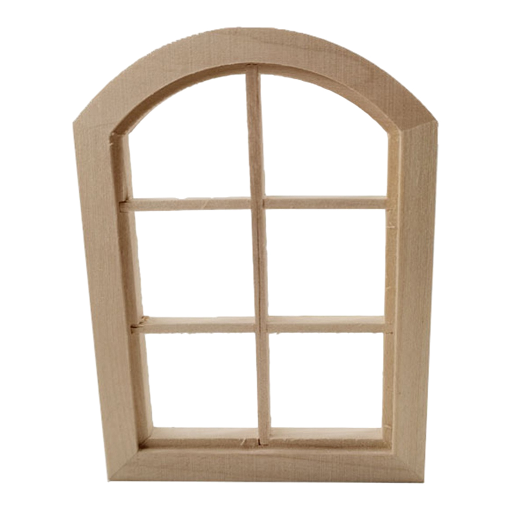 Dollhouse Birch Furniture 1/12 6 Grid Window Frames Ornament Mini Room Decor