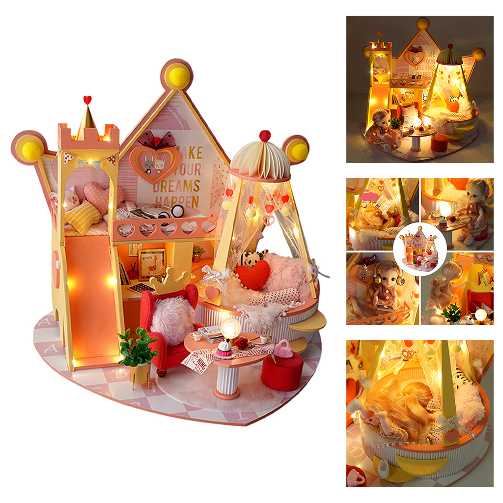 DIY Miniature Doll House Playroom Building Kit Musical Assembly Dollhouse Toy for Kids