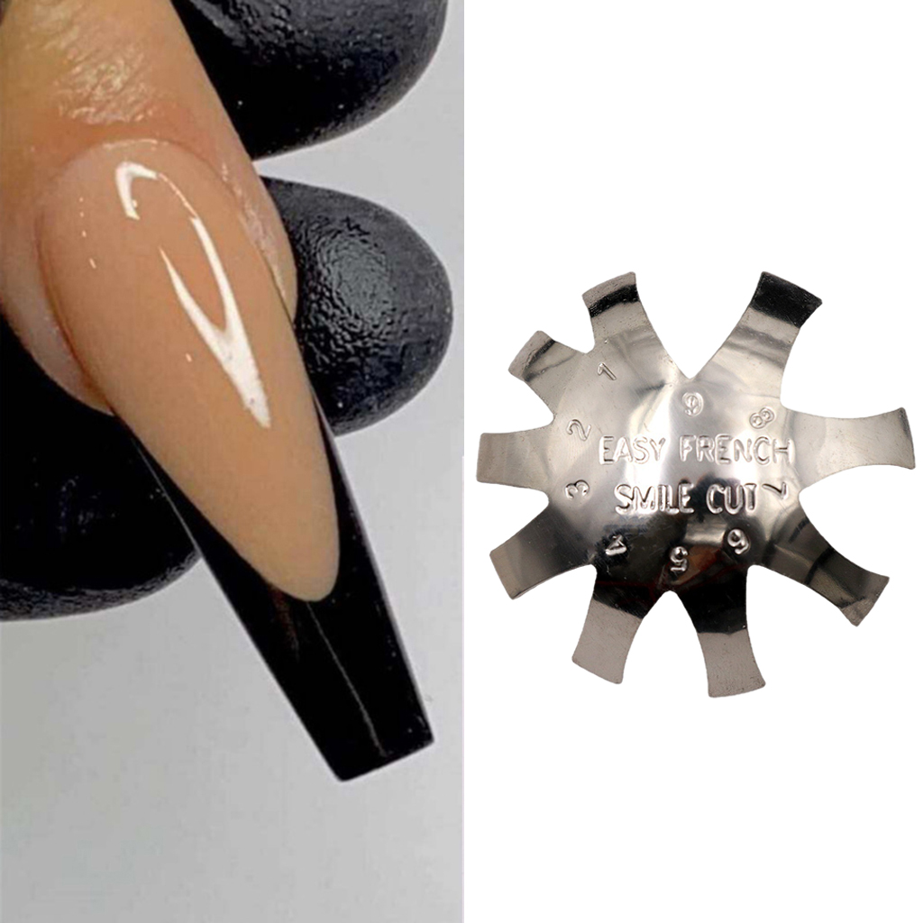 Pro Almond Shape French Edge Trimmer 9 Sizes Easy V Line ManicureCutter Acrylic Nail Pink White French Nails Tips