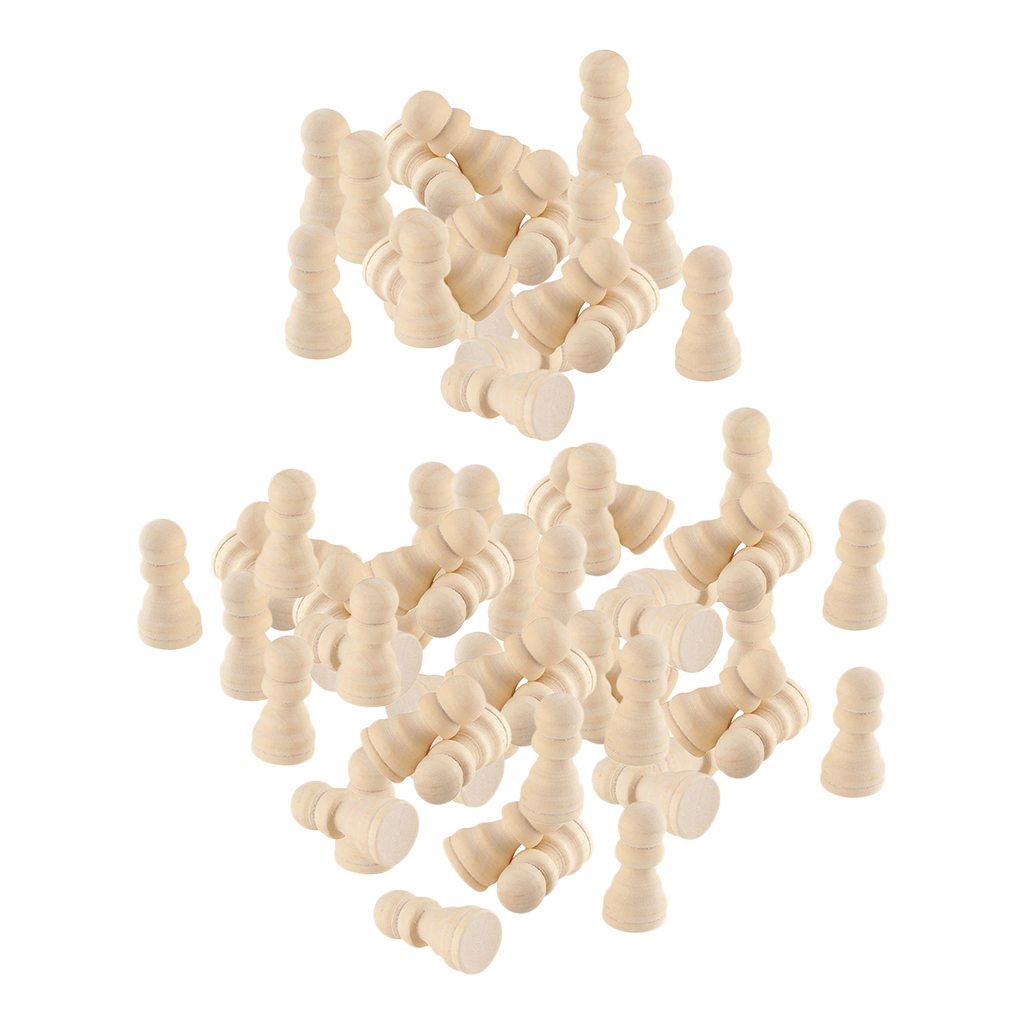 Wooden Chess Set Chess Pieces Table Board Game Kids Educational Toys Unfinished Wood Dolls