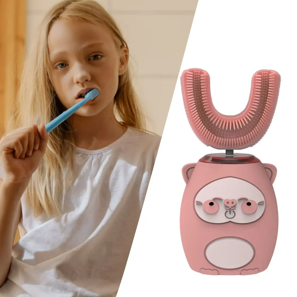 Children Kids U Shaped Ultrasonic Electric Toothbrush Teeth Cleaner Oral Cleaning Tool USB Charging Waterproof