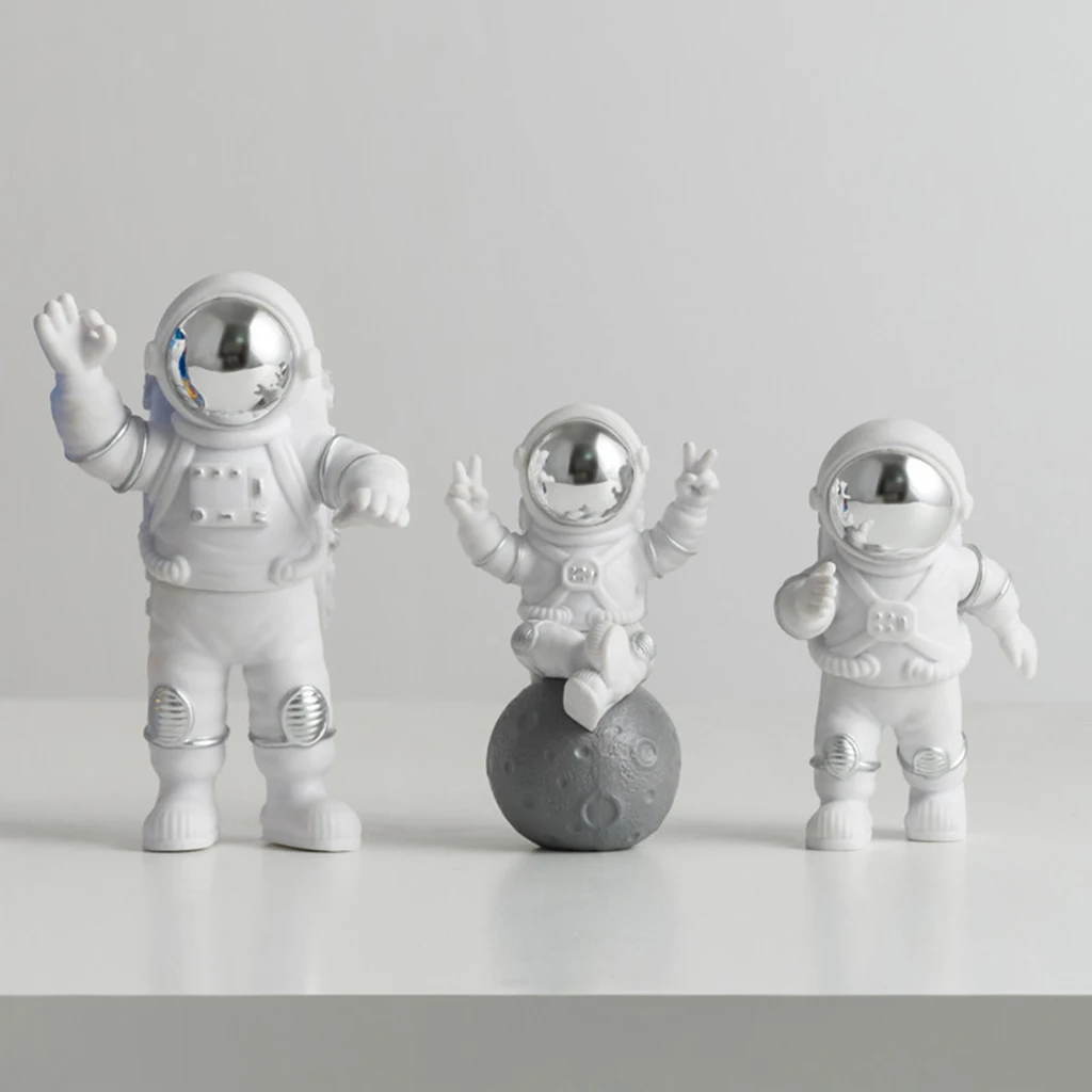 3x Astronaut Statue PVC Spaceman Figurine Outer Space Child Collections