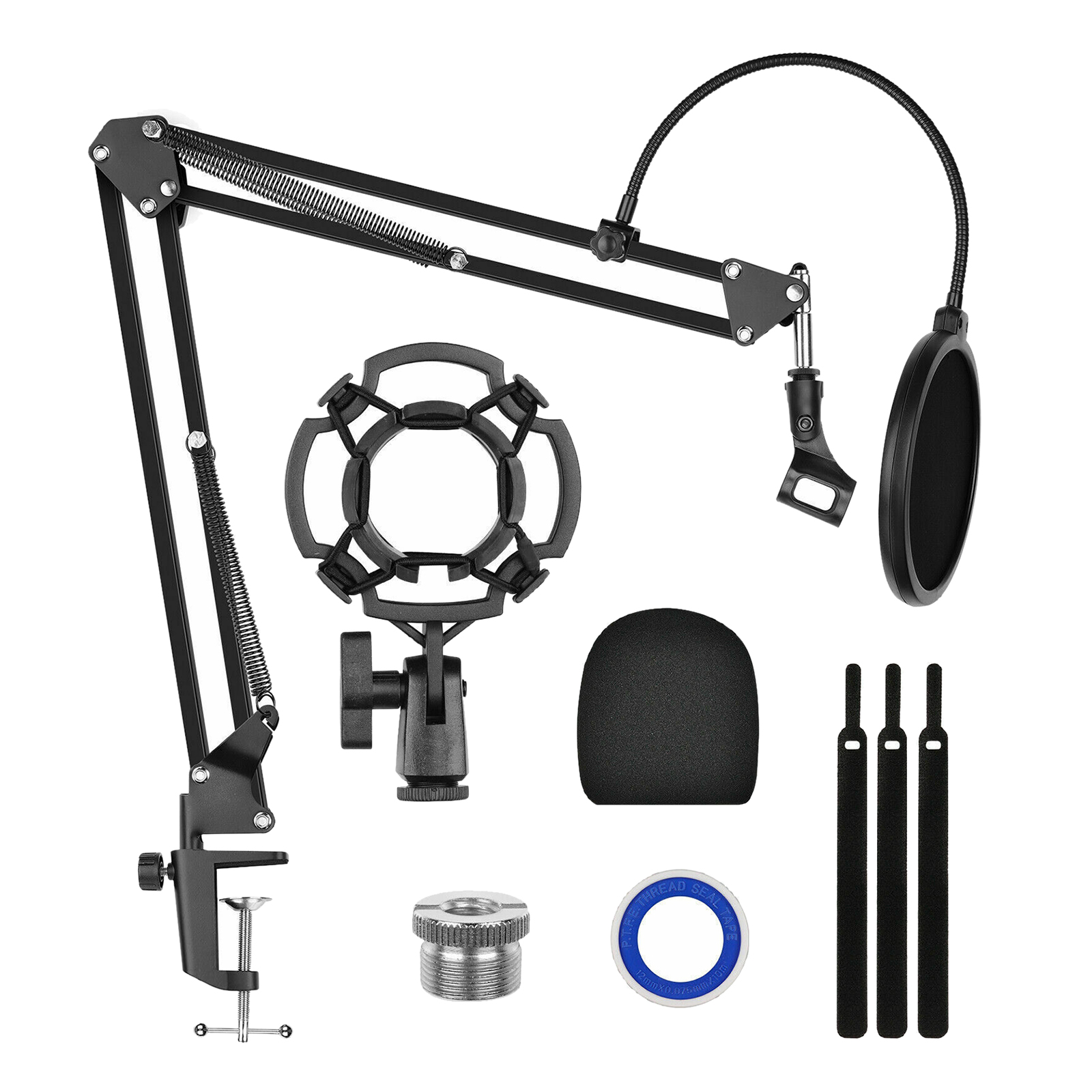 Microphone Arm Stand, Adjustable Suspension Boom Scissor Mic Stand, 3/8