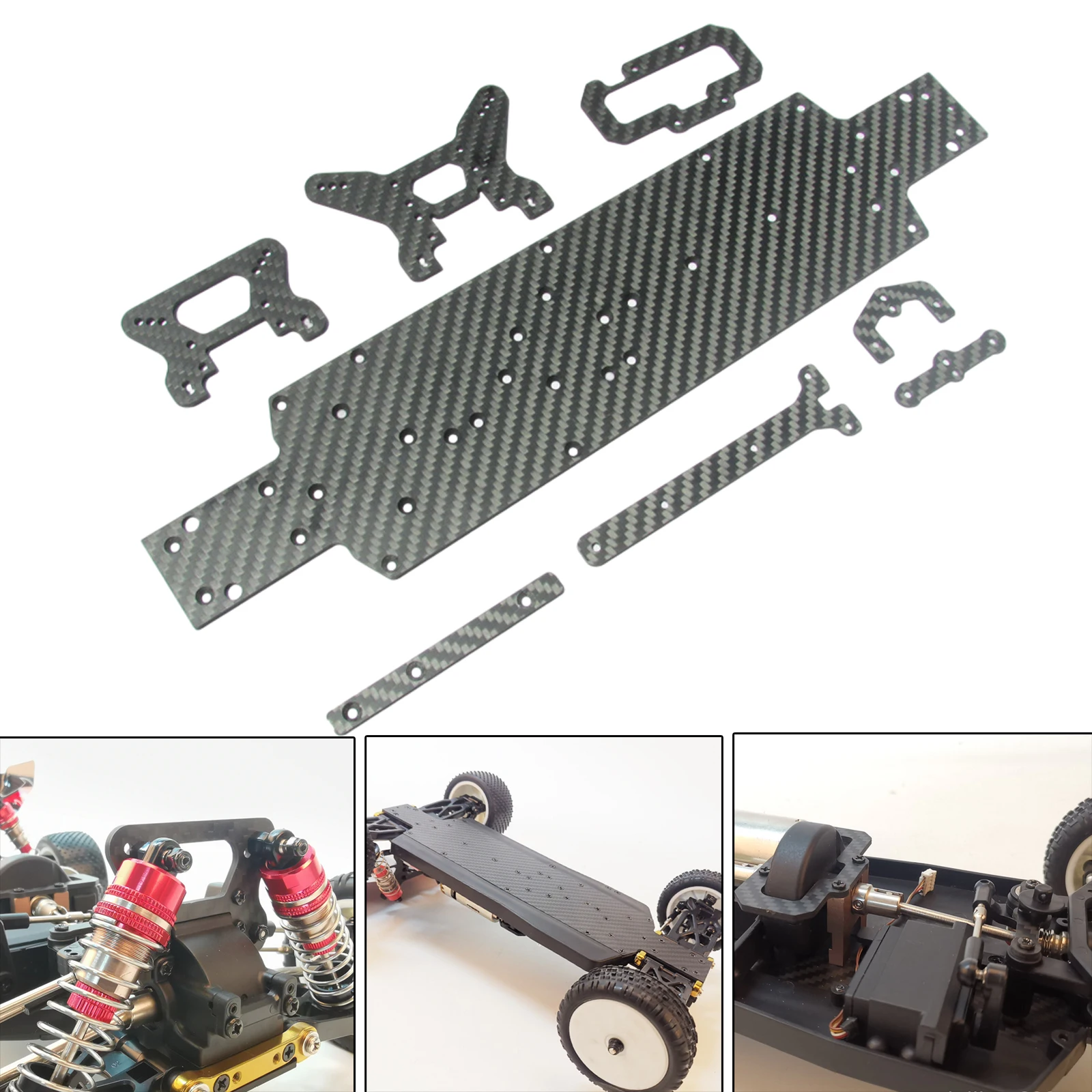 1:10 Remote Control Carbon Fiber Front & Rear Shock Tower,Main Chassis for Wltoys 104001 Crawler