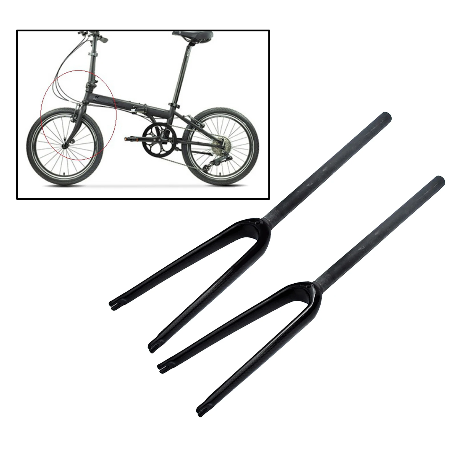 Deluxe 20 inch Rigid Fork Folding Bicycle MTB Road Cruiser Bike V-Brake Mounted 1-1/8 `` Replacement Fork Component Black