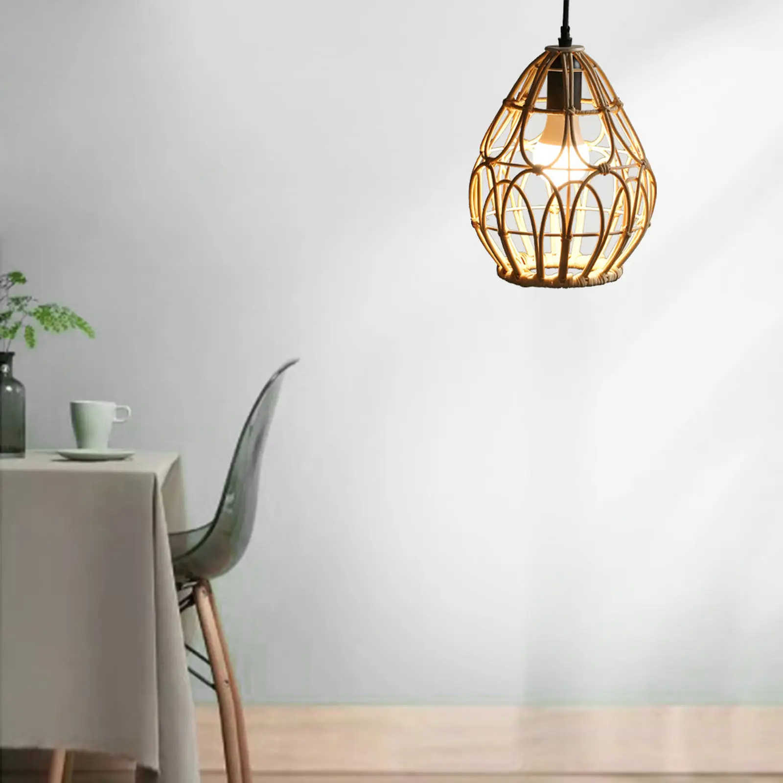 Retro Style Rattan Lampshade Pendant Light Chandelier Lantern Ceiling Light