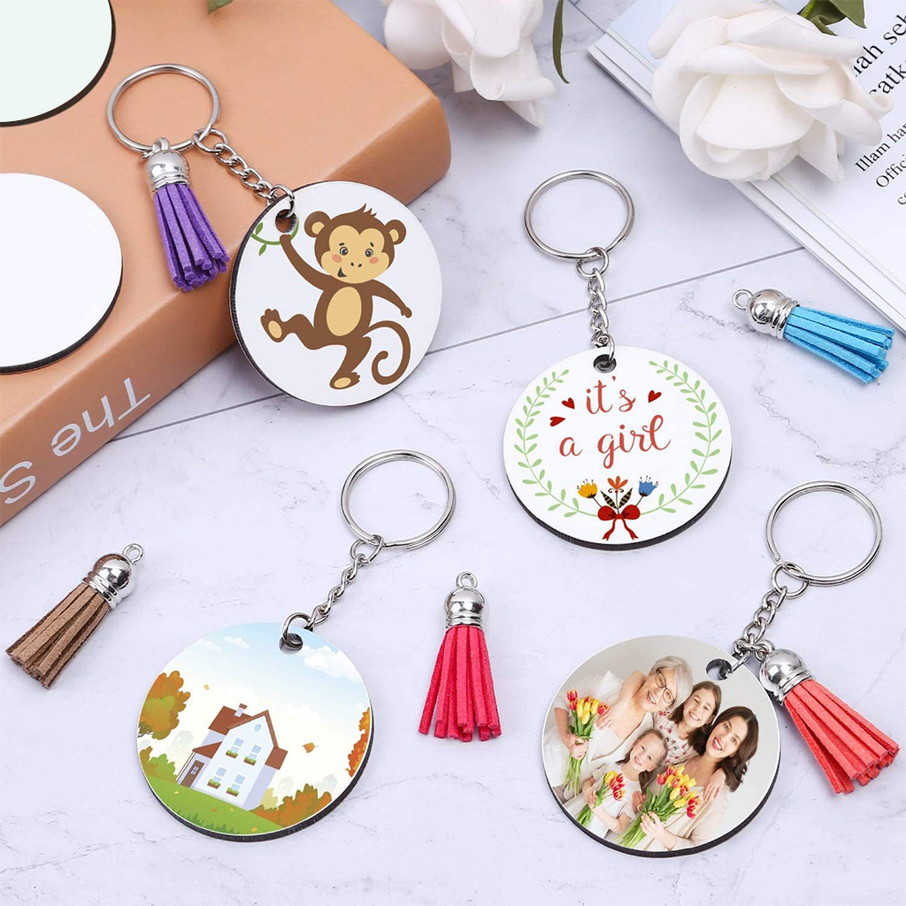 120 Pieces Keychain Blanks Decorative Car Ornament Creative Ornament Blanks Kit DIY Crafts for Graduation