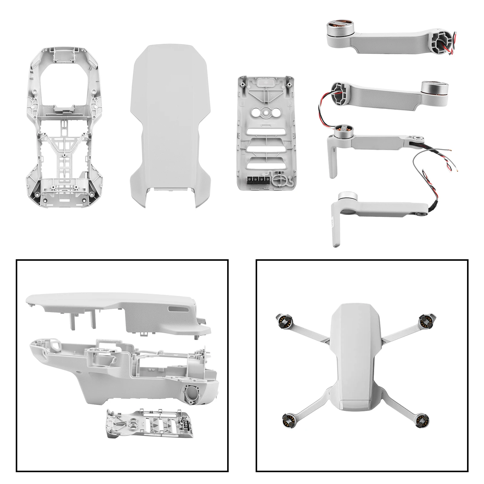 Arms Body Middle Bottom Upper Cover Shell for DJI Mavic Mini 2 Drone Gray