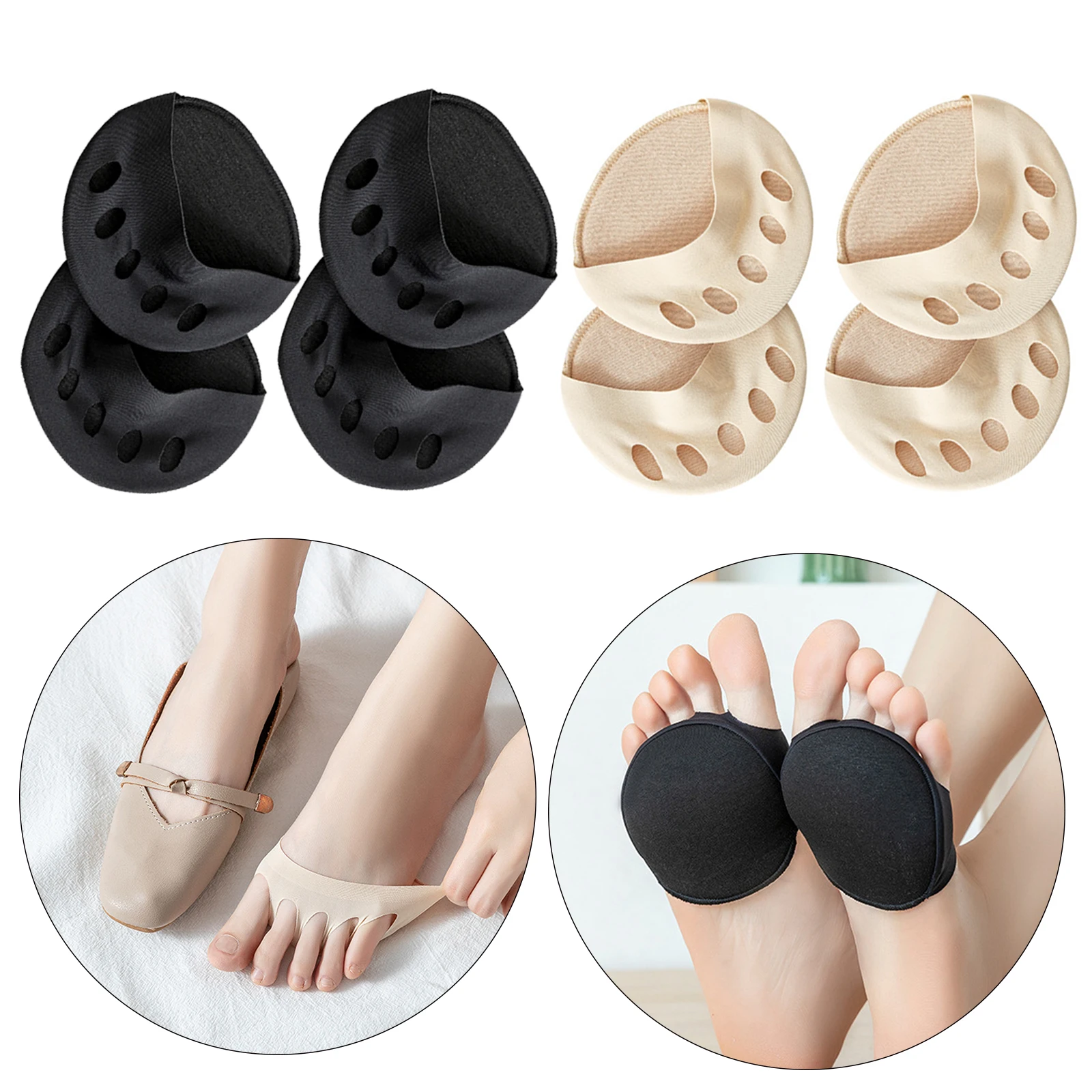 2Pair Metatarsal Pads Cotton Hig Heels Ball of Foot Cushions Pain Soft Insoles Forefoot Care Support Protector