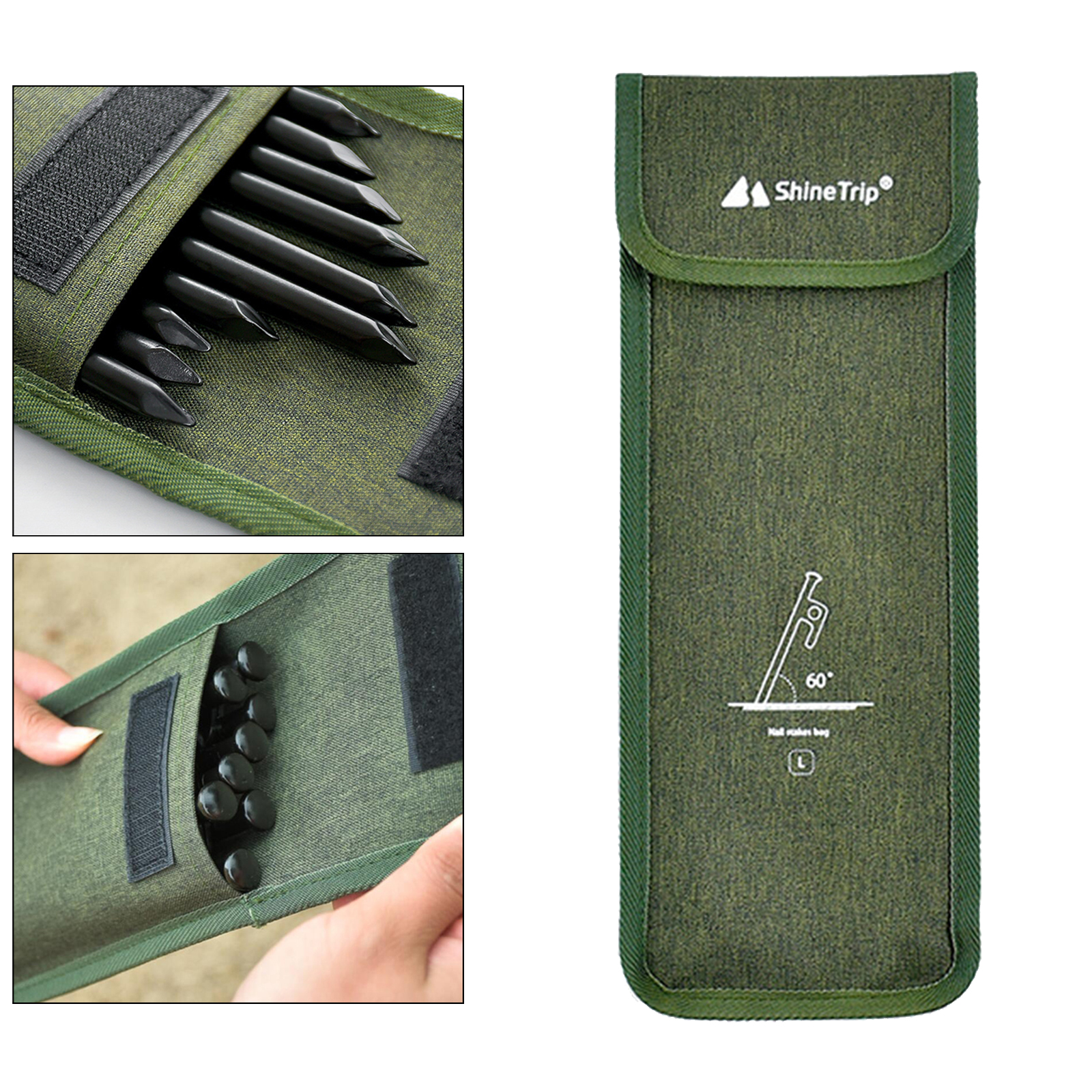 Portable Tent Pegs Storage Bag Holder Case Organizer Hammer Pouch Stuff Sack