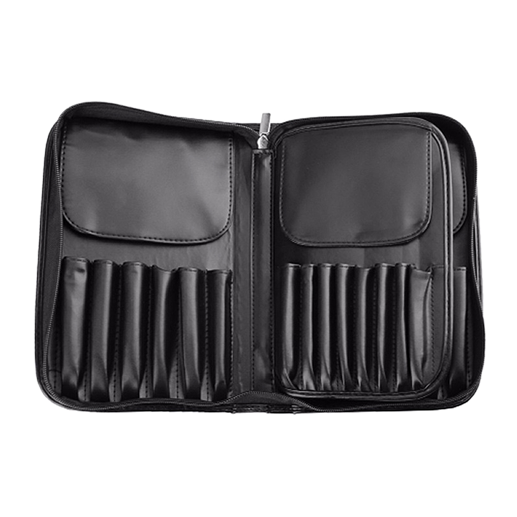 Compact Size Professional Cosmetic Case Makeup Brush Organizer Purse Handbag with Mirror Holder Pouch, Multi-functional