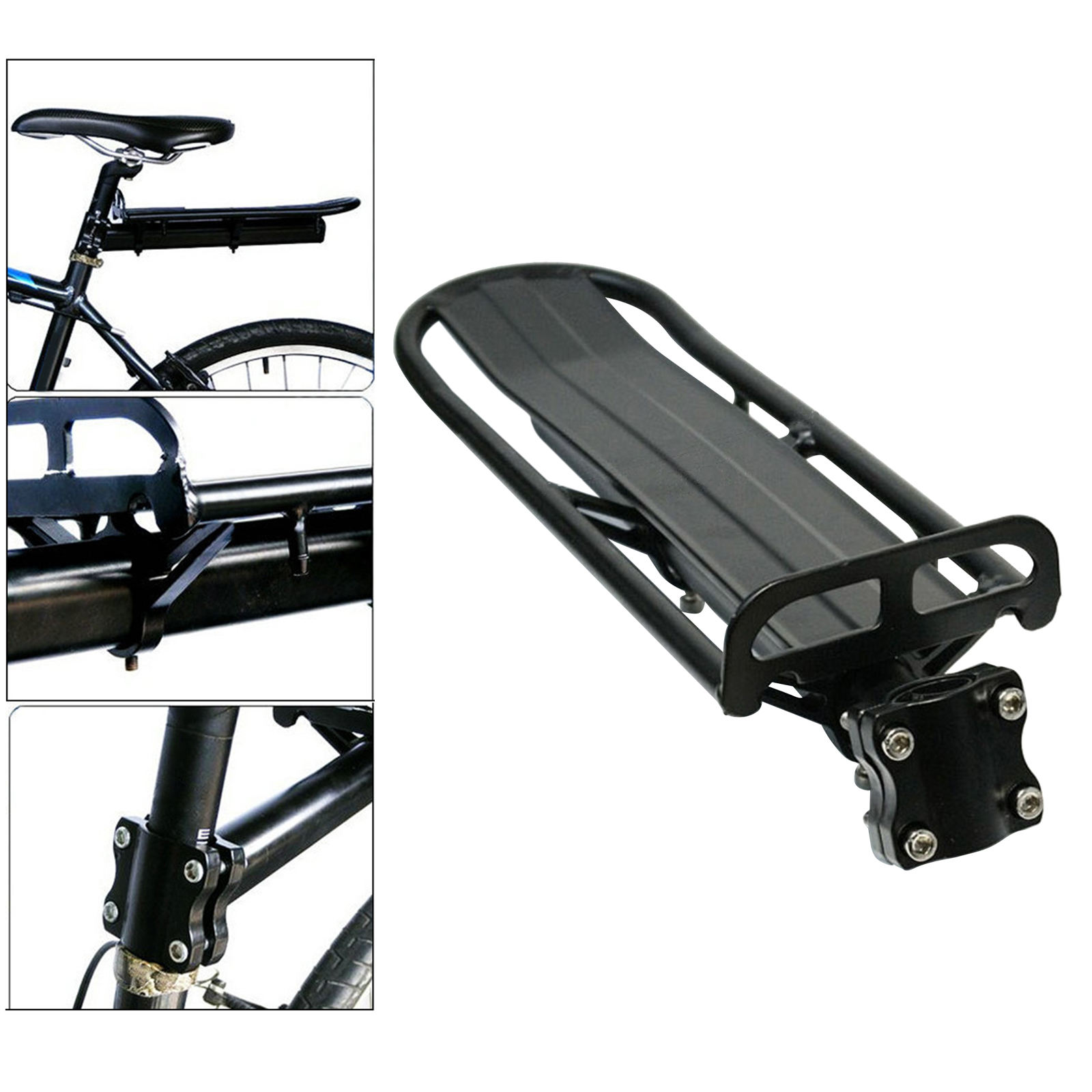 Aluminum Alloy Bike Rear Rack Seat Post Luggage Cargo Carrier Mount Black