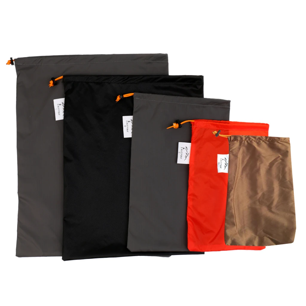 5pcs Stuff Sacks Drawstring Nylon Shoe Bags, Dirty Bag For Clothes Storage