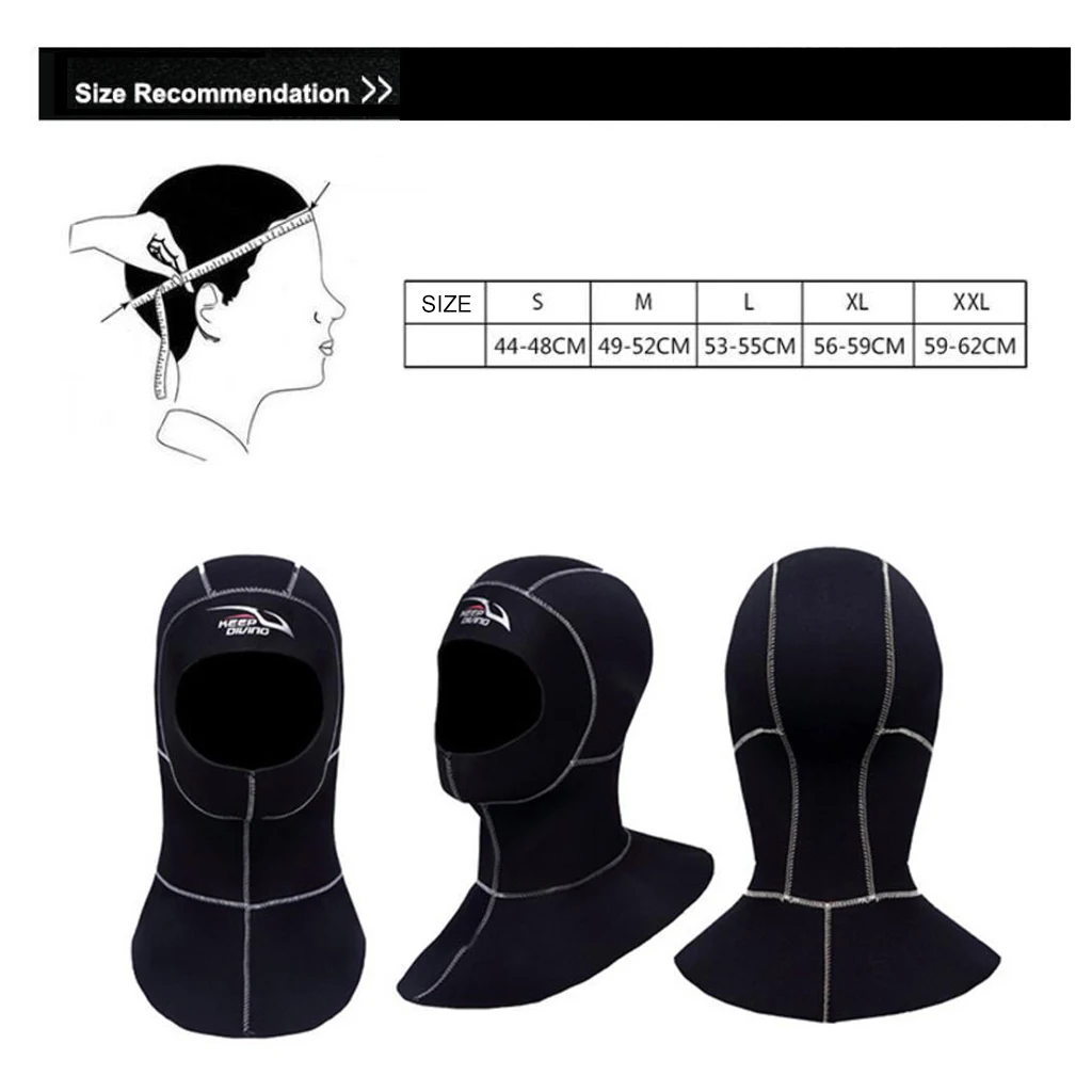 Wetsuit Hood 3mm Thermal Neoprene Diving Hood Hat Cap with Flow Vent Bibs,