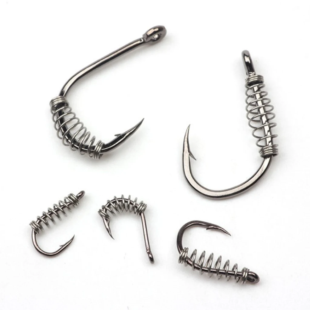 100PCS Fishhooks Barbed Fishing Hook  Stainless Steel Spring Accessories Fishing Tackle