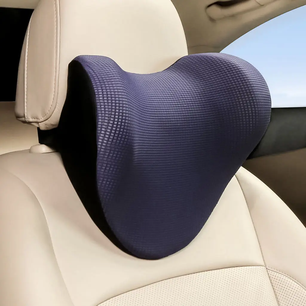 Car Neck Pillow Memory Foam Adjustable Buckles Zipper Design Washable Headrest Pillow Seat Pillow Fit for Head Travel Home Neck
