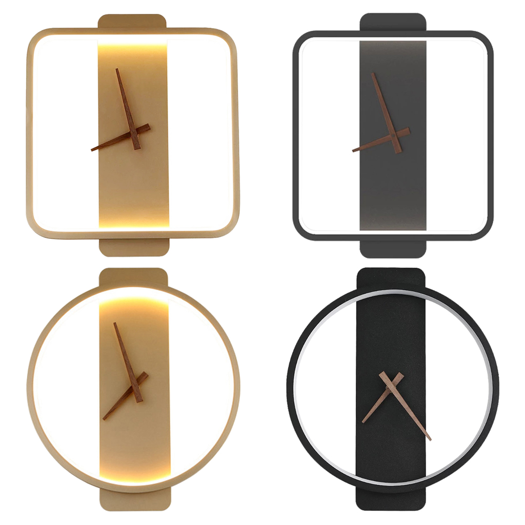 Minimalist Silent Wall Clock LED Lamp Living Room Household Home Ornaments