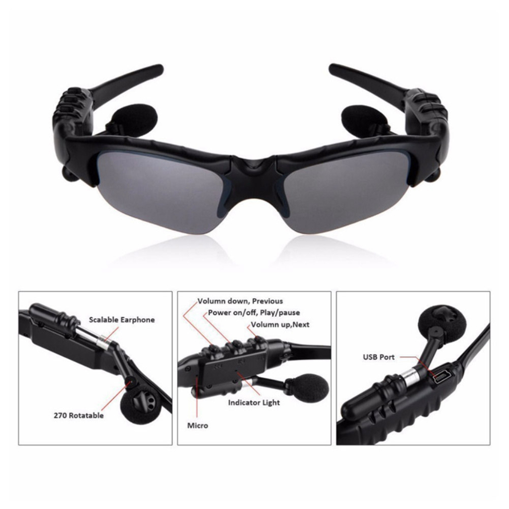 Wireless Sports Bluetooth 4.2 Sunglasses Polarized Glasses Headset Headphone for Running