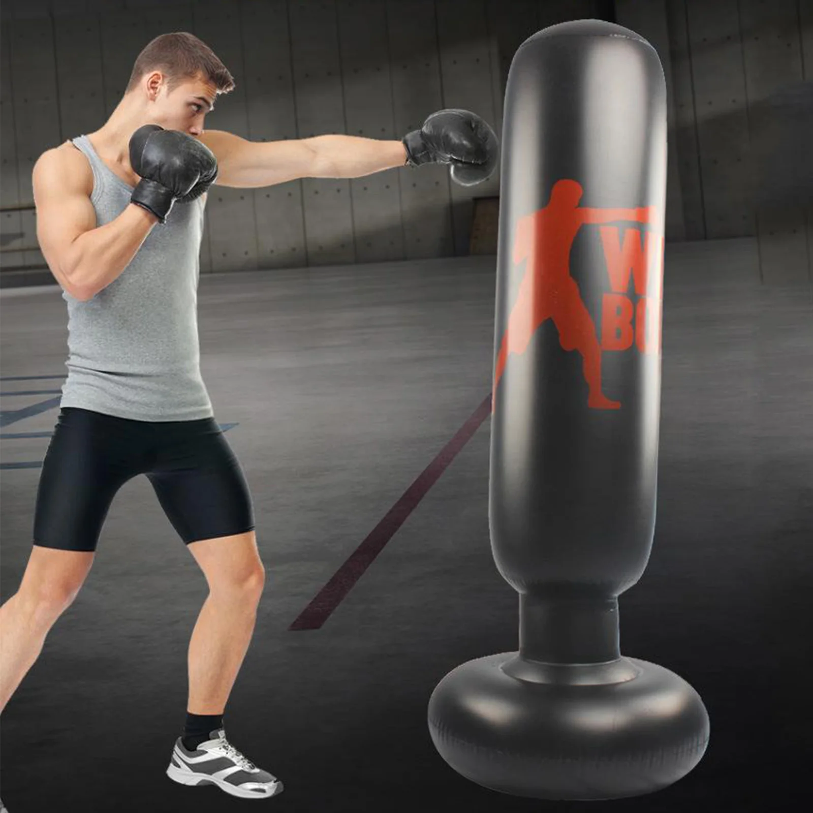 63 Inch Punching Bag Adult Kids Column Tumbler Kicking Sandbag PVC Sport Gym Training Equipment Stress Relief