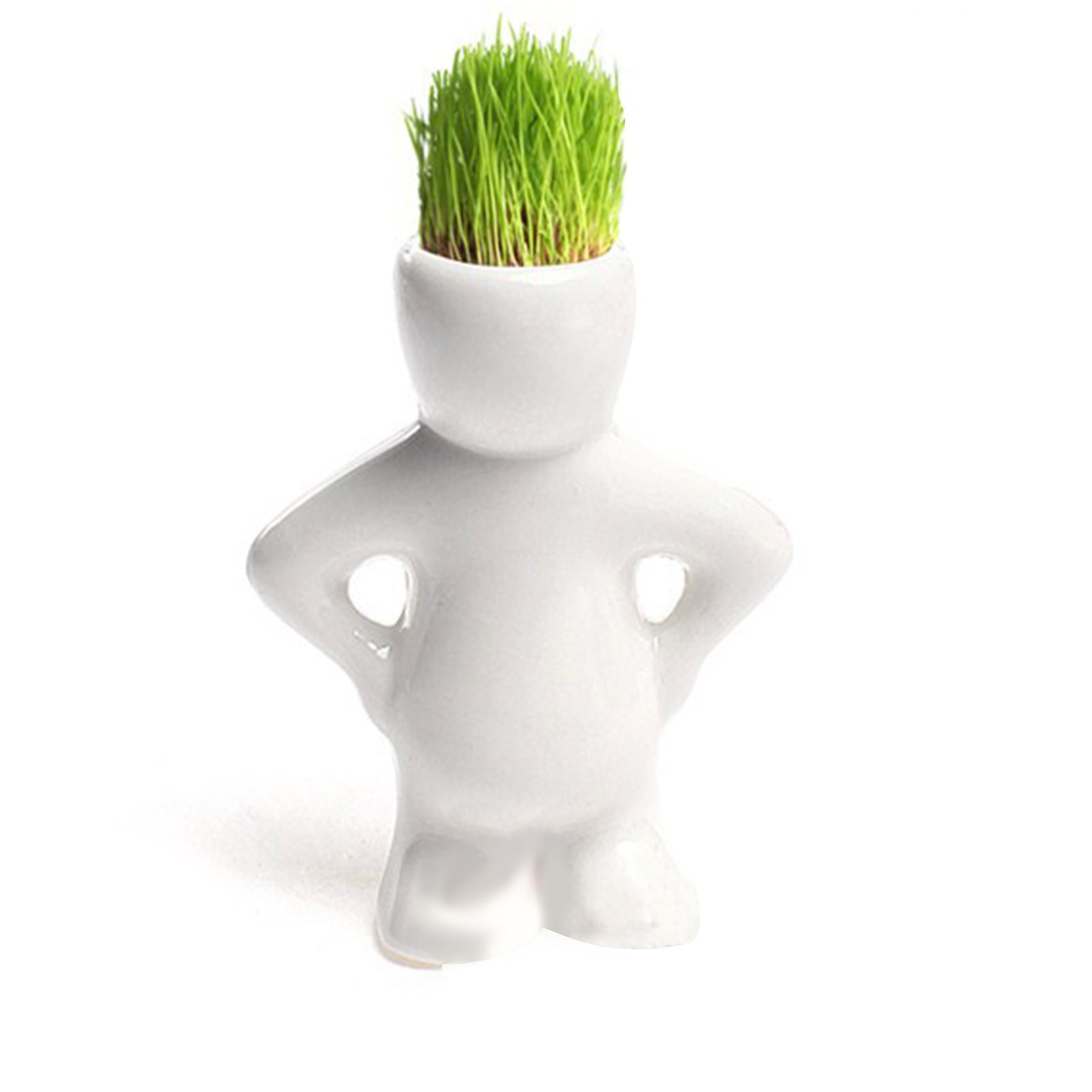 Description Picture 6 of itemNovel Cute Bonsai Head Grass Doll Hair White Lazy Man Rely Plant Garden Diy Mini Tree Dollgrass Pot Ceramic Plant Garden #T1P