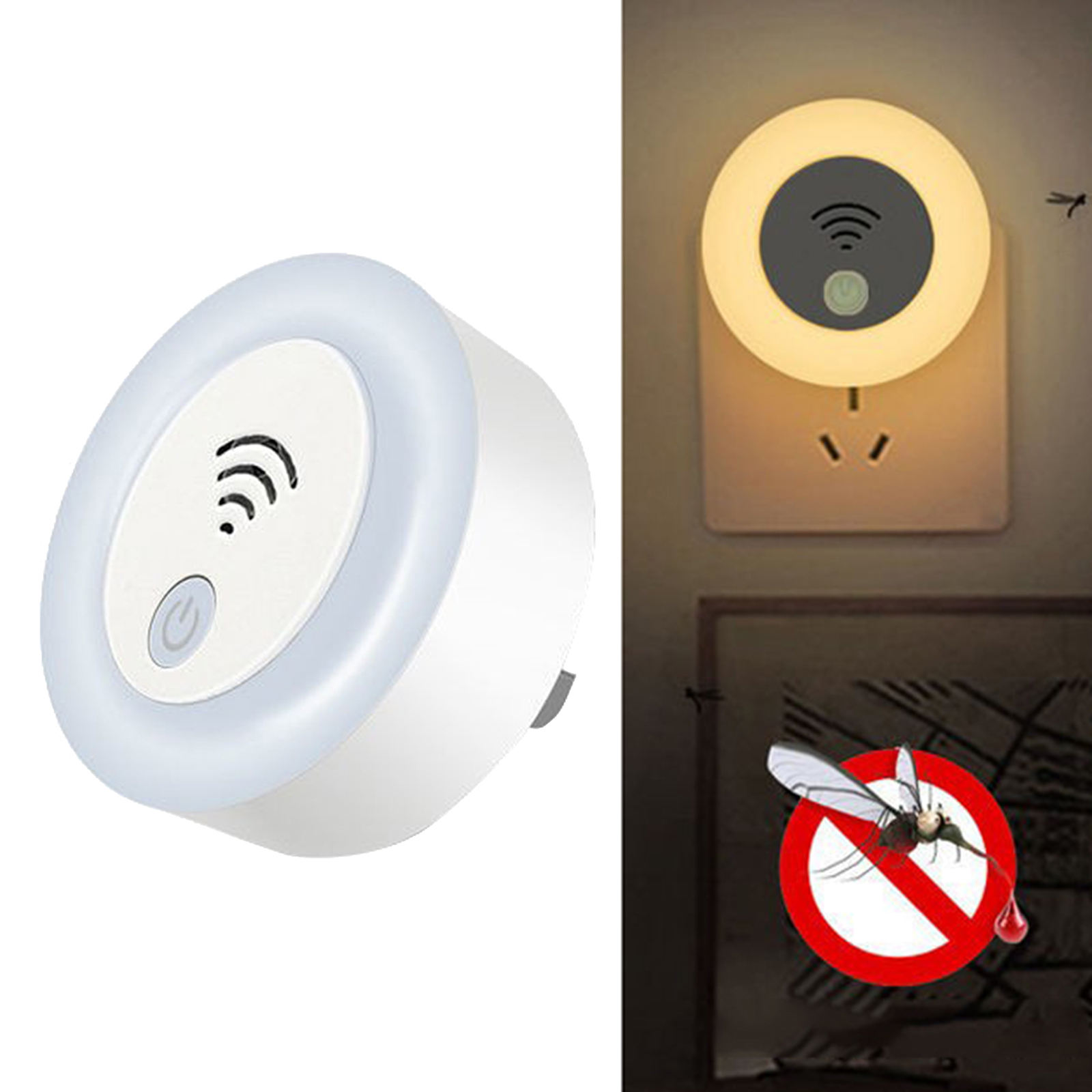 US Plug Mosquito Killer Lamp LED Ultrasonic Light Trap Insect Killer Night Light ABS