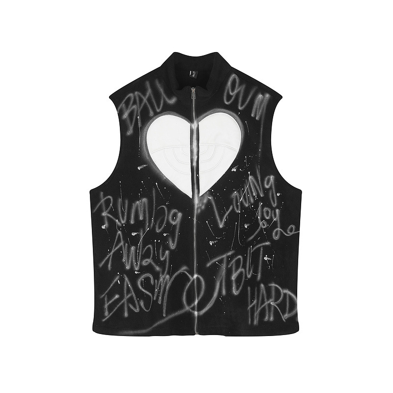 UNCLEDONJM Graffiti vest  men winter jacket mens clothing techwear painted men vests street wear Turtleneck men jacket