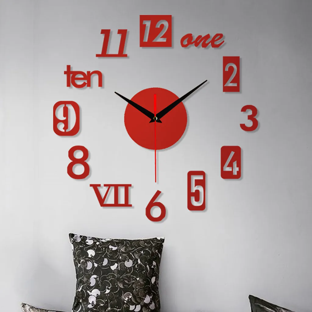 Elegant 3D DIY Digital Mute Wall Clocks for Home Decor Art Living Room Office Decoration Frameless Surface Clock часы настольные