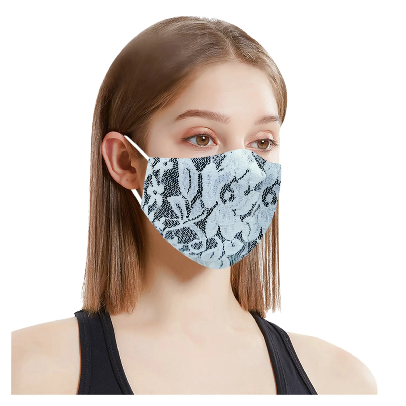 1PC Printed Halloween Gift Funny Scary Outdoor Washable Reusable Anti Dust Half Face Shield for Students Teens with Adjustable Ear Loops
