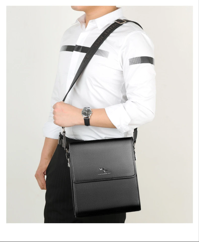 PU Leather Casual Men Shoulder and Crossbody Bag with Anti Theft System