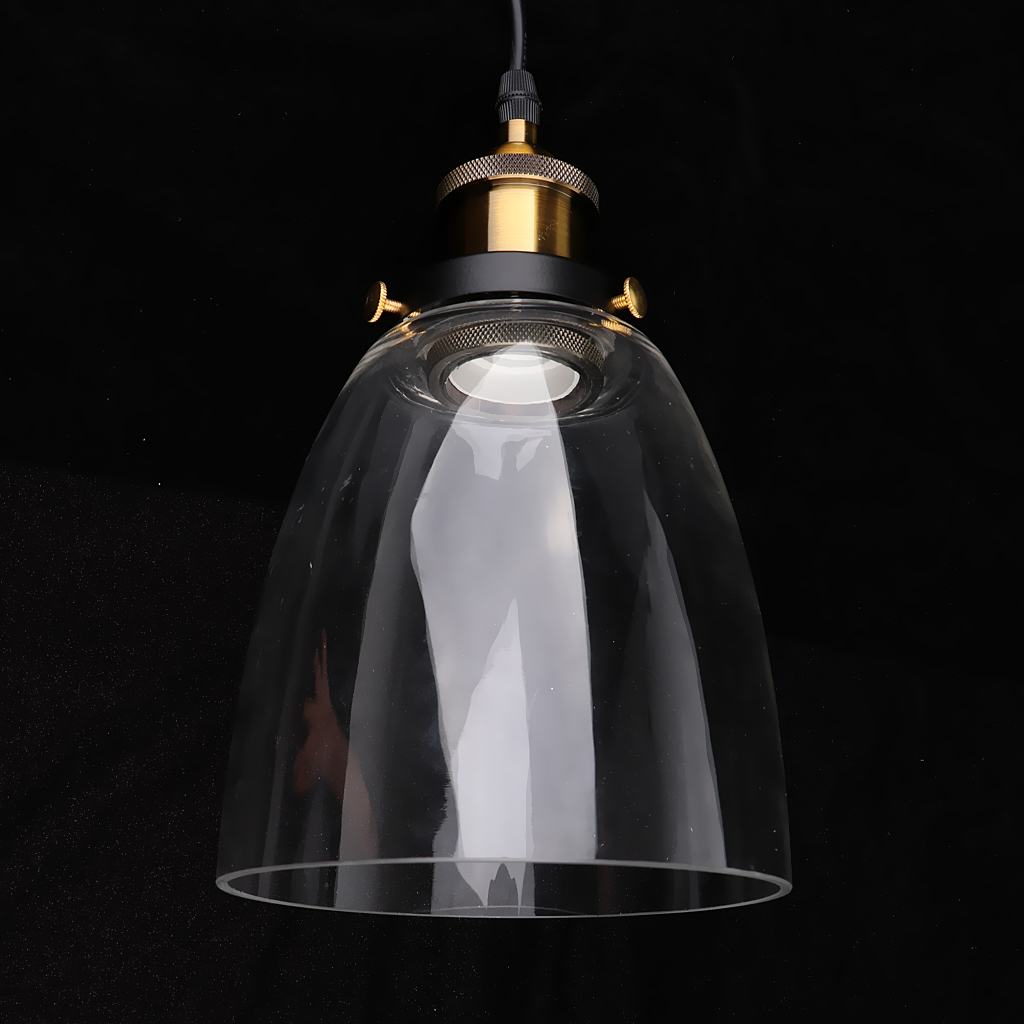 Baoblaze E27 Vintage Glass + Iron Chandelier Pendant Light Lampshade Bulb Cage