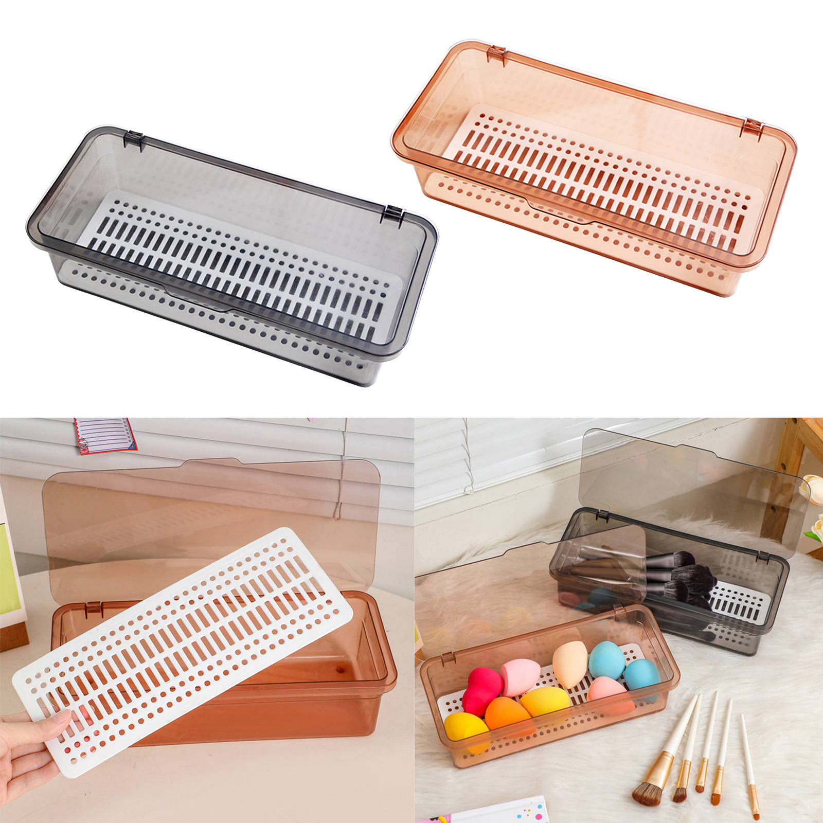 Makeup Brush Box Decorative Dustproof Portable Acrylic Container for Store Vanity Countertops Bathroom Lip Gloss Makeup Brushes