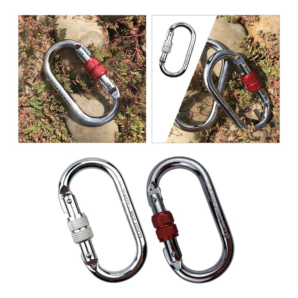 O-Shape Rock Climbing Carabiner, Screw Locking Hook 25kN 5600lb for Hammock Caving Gear