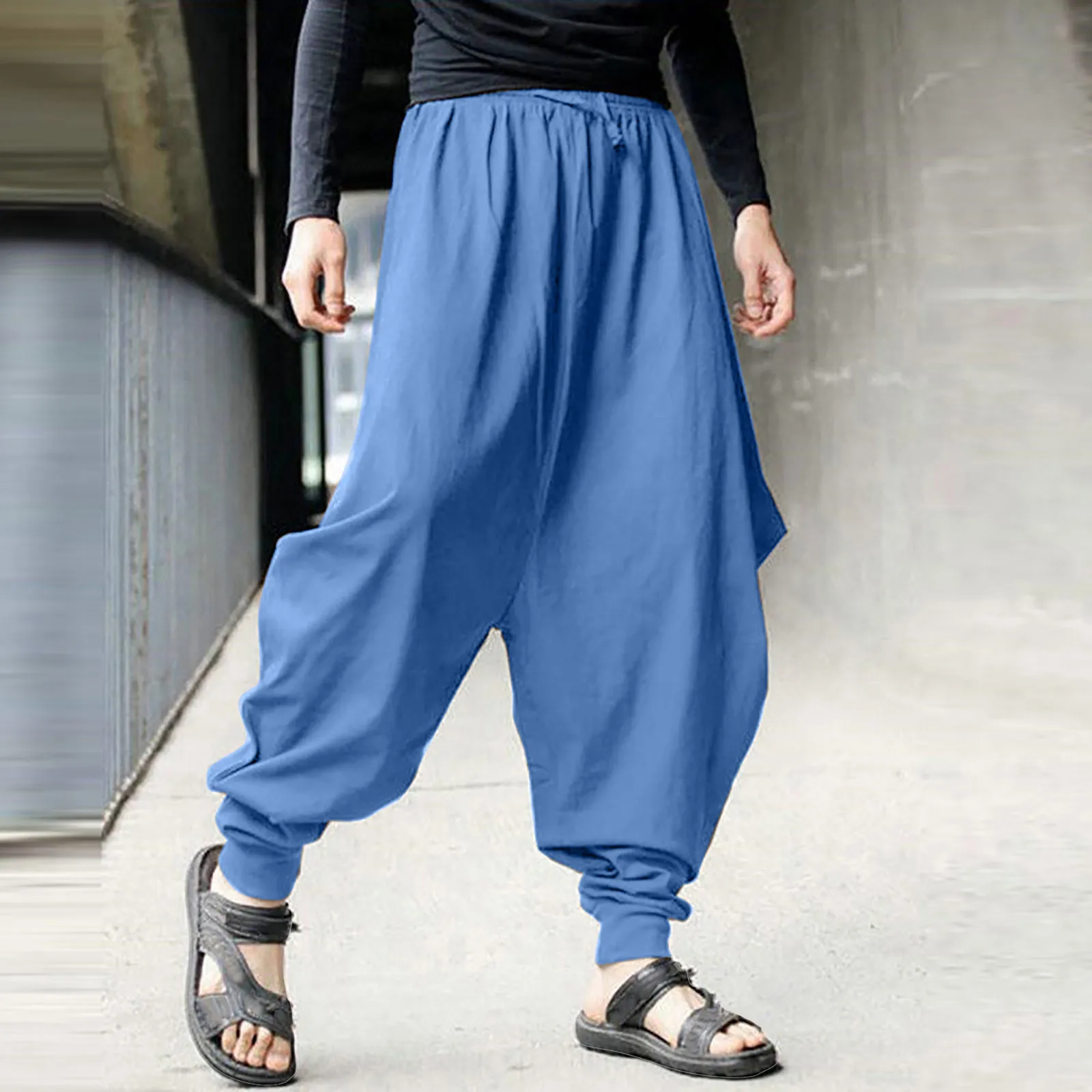 Men Korean Design Low Drop crotch Denim Jeans Harem hip hop Long pants  Slack baggy Plus Big Size pants Stretch trousers Grey on OnBuy