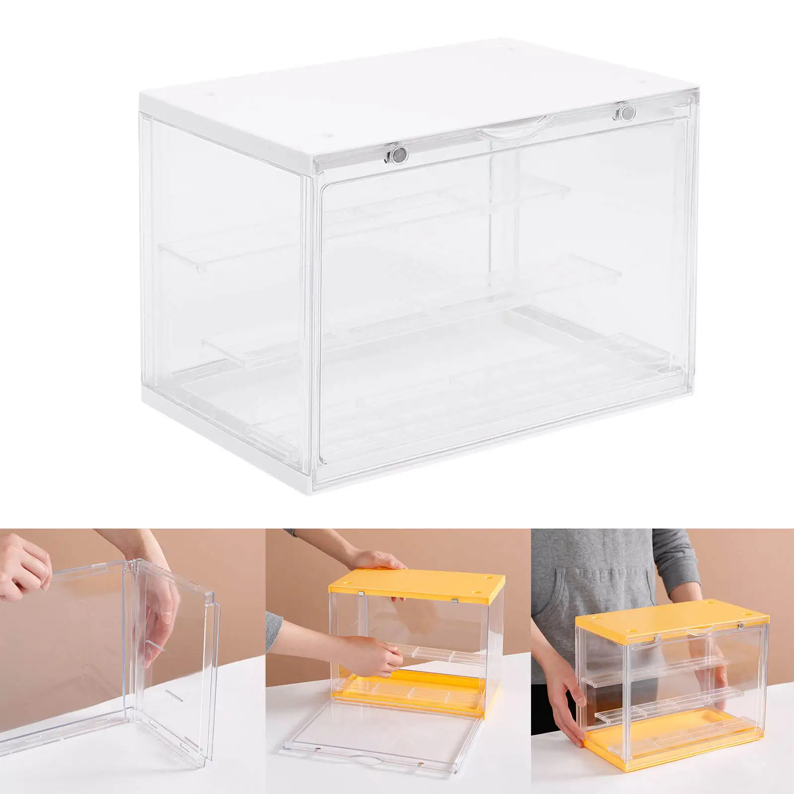 Clear Acrylic 3 Tier Display Case Stand Dustproof Showcase Holder fits for Action Figures