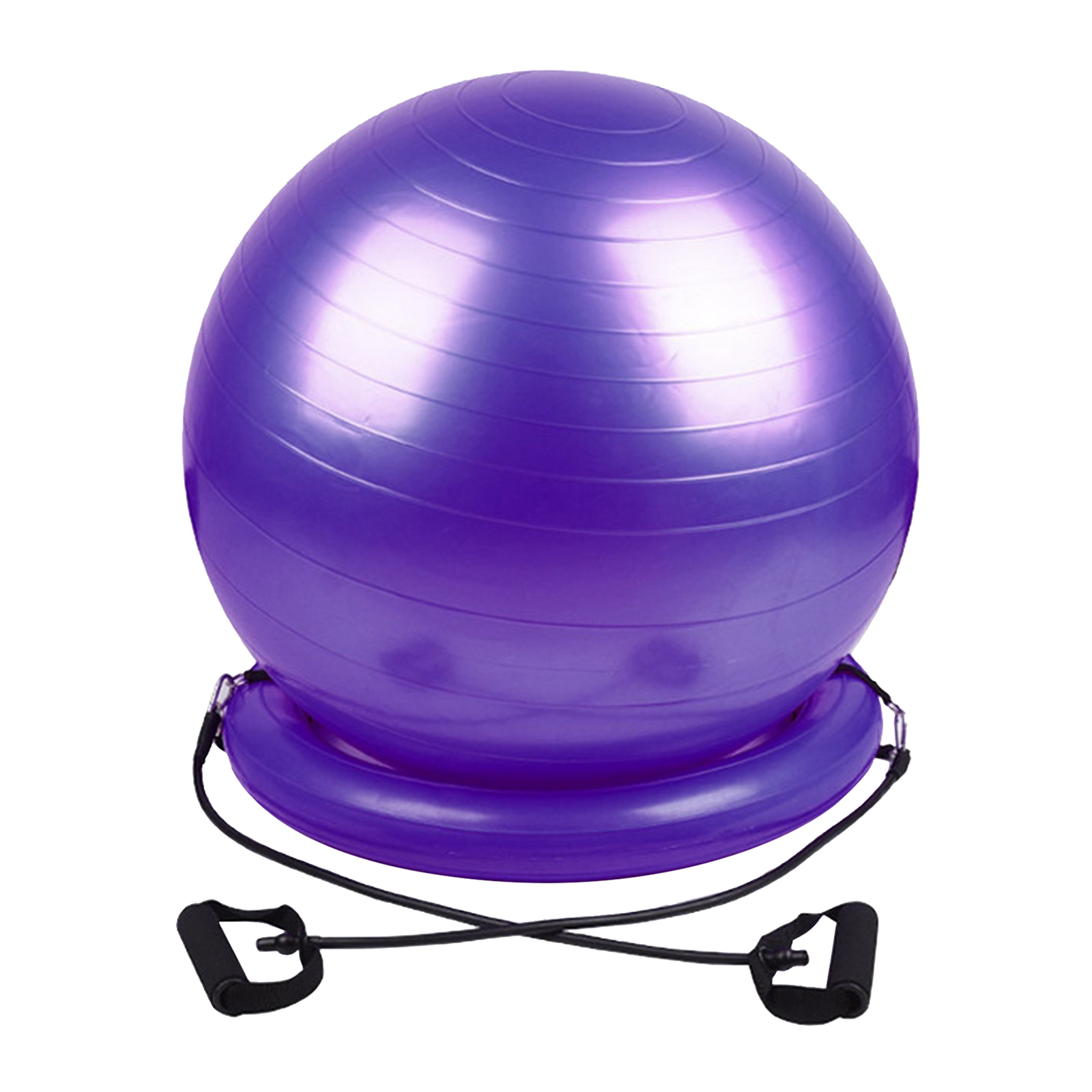 Exercise Ball with Attachable Resistance Bands and Removable Stability Base - Full Body Fitness Workout Equipment
