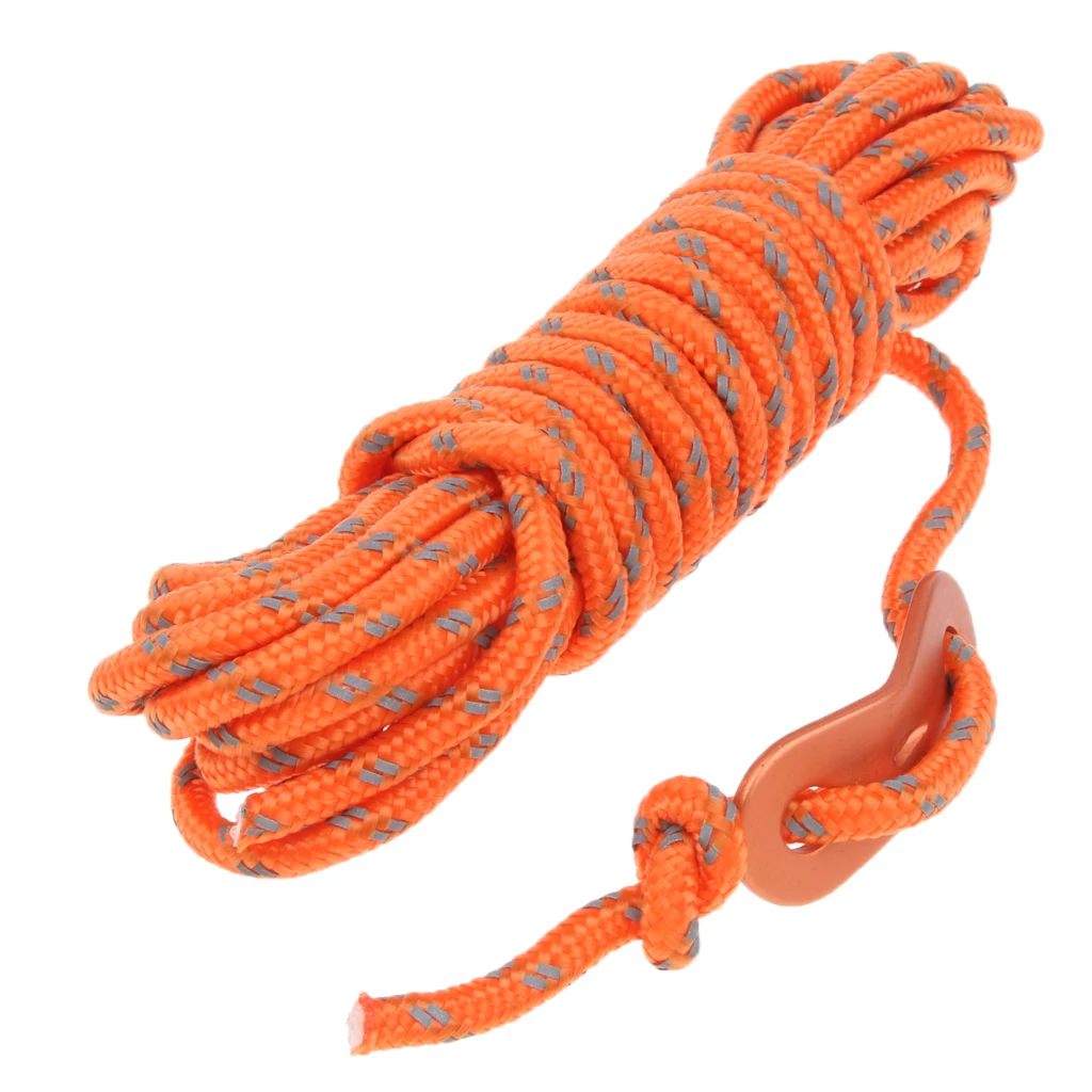 4mm Double Reflective Windproof Tent Rope with Buckle for Camping, Awning, Canopy, Tarp, Hammock Etc